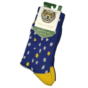Men's Blue with Yellow Dots Crew Socks New